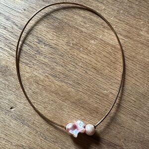 Elegant Gold Necklace with Pink Freshwater Pearls
